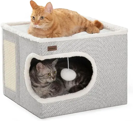 Lit pour chat couvert avec griffoir